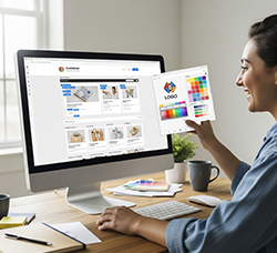 A person designing their online store.